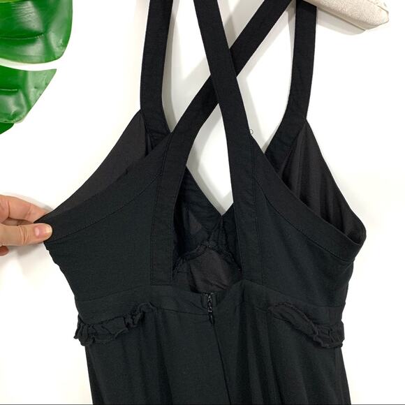 Forever 21 Maxi Sun Dress Black High Slit Medium - Picture 5 of 15